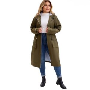 Olive Green Women's Hooded Parka Coat